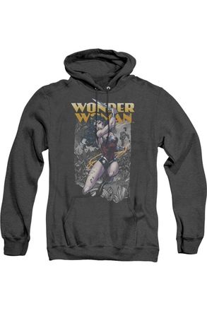 Gildan Justice League of America Wonder Woman Slice Adult Heather Hoodie / Hooded Sweatshirt