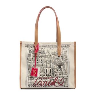 Lancel Tassen, Dames, Beige, ONE Size, Katoen, Capsule Cabas L Toile