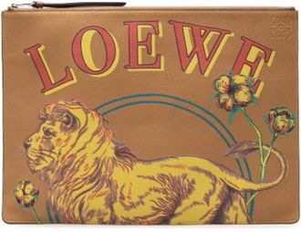 Loewe Pre-owned Clutches, female, Brown, Size: ONE SIZE Pre-owned Printed Leather Clutch