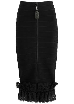 Self Portrait X Christopher Kane Lace-trimmed Midi Skirt - Black - 14 (UK14 / L)