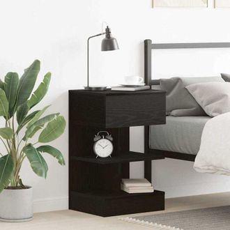 vidaXL Armadio da Notte Rovere nero 40 x 35 x 65 cm Legno multistrato - Vidaxl