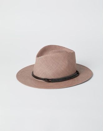 Brunello Cucinelli Womens Brown Woven Fedora Hat