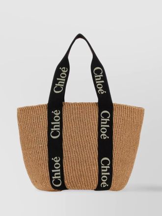 Chlo&eacute; oversized woven shopping tote with contrasting accents