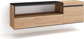 Skraut Home Skraut Home - Mueble Tv, Televisi&oacute;n, Muebles De Sal&oacute;n, Almacenaje, 150x45x35cm, Para Tv Hasta 65, Colgado, Suspendido, Estilo Moderno, Roble Y Negro