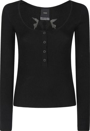 Pinko Stijlvolle Sweater voor Mannen - Dames - Ronde hals truien - Zwart - L - Truien & Vesten