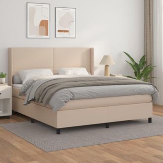 vidaXL Vidaxl - Cama Box Spring Con Colch&oacute;n Cuero Sint&eacute;tico Capuchino 180x200cm