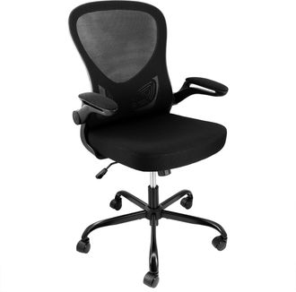 Elama Mid Back Adjustable Mesh and Fabric Rolling Office Chair in Black