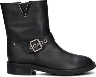 Via Roma 15 Zwarte leren enkellaarzen Malibu 4218 - Dames - Enkellaarsjes - Zwart - 37 1/2 EU - Leer - Schoenen