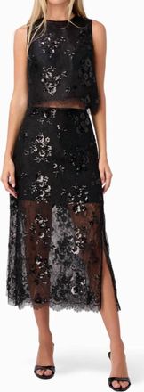 Cami NYC Aylin Sequin Lace Midi Skirt In Black