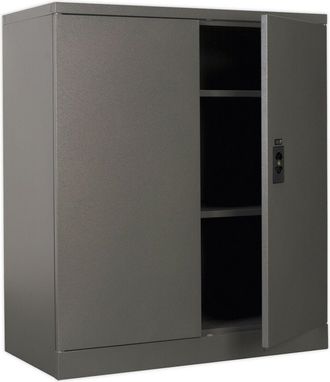 Loops Floor Standing Steel Cabinet - 915 x 460 x 1060mm - Two Door - Two Shelves in Metallics