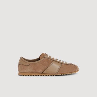 Sandro Low-top leather and suede trainers