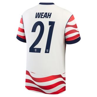 Nike Timothy Weah USMNT 2026 Stadium Home Nike Mens Dri-FIT Soccer Jersey in White | NN203943408-USM