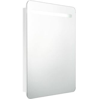 vidaXL Vidaxl - Armadietto Bagno con Specchio e led Bianco Lucido 60x11x80 cm