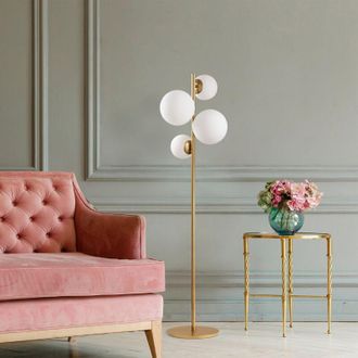 Dmora L&aacute;mpara De Pie Mannelli, Pantalla, Casquillo Y 14 M&aacute;x. 40 W, Interruptor Conexi&oacute;n Directa, Oro