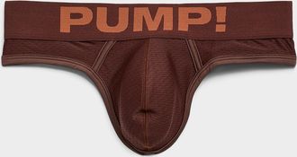 Pump! Mens Brown micro-perforated string thong Nylon