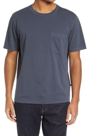 Billy Reid Washed Organic Cotton Pocket T-Shirt in Navy at Nordstrom, Size Xx-Large