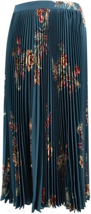 Etro Rokken, Dames, Blauw, S, Bloemen Geplooide Midi Rok