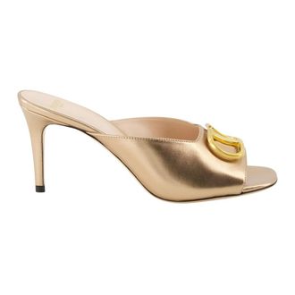 Valentino Garavani VLogo Heeled Sandal - Dames - Muiltjes - Geel - 38 EU - Leer - Schoenen