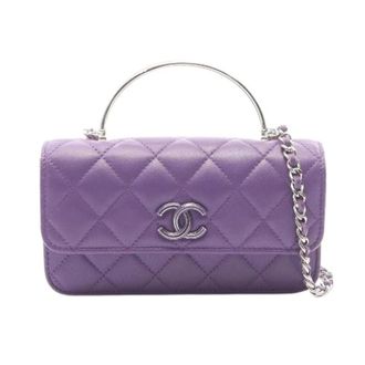 Chanel Pre-owned Matelasse Lamslederen 2way Schoudertas - Dames - Pre-owned - Paars - Maat: ONE Size Leer