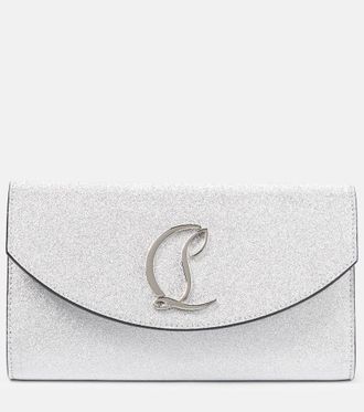 Christian Louboutin Loubi54 glitter leather clutch