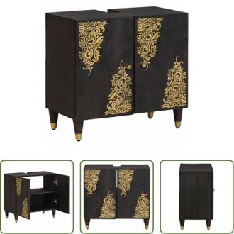 vidaXL vidaXL Armadio in legno di mango - Armadio sottolavello con archiviazione Nero 62 x 33 x 58 cm
