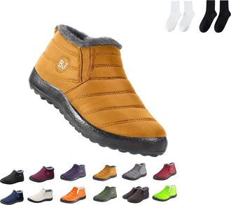 Generic Womens Waterproof Orthopedic Warm Boots, Anti-Slip Fur Lined Slip On Shoes for Women Men (Yellow, UK, Adult, Women, 7.5, Numeric, UK Footwear Size Sys