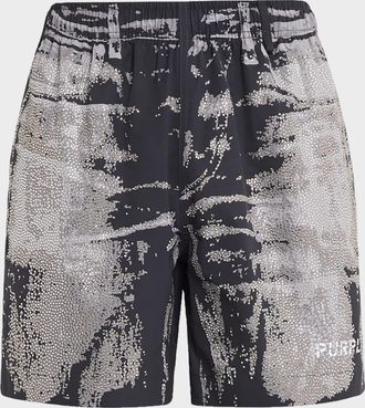 Purple Men & apos;s All Round Embellished Shorts