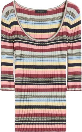 Max Mara Truien & Vesten, Dames, Veelkleurig, L, Trui van stretchviscose met ribbelstructuur