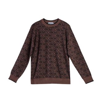 Moschino Sweatshirts, male, Brown, Size: XL Girocollo Logo Pullover