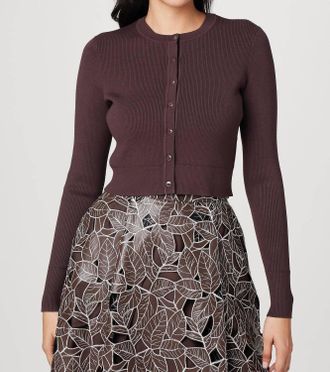 Toccin Zoe Classic Cropped Cardigan In Espresso