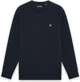 Lyle & Scott Jacquard Tape Crew Neck - Heren - Sweatshirts - Blauw - S - Katoen - Hoodies & sweatvesten