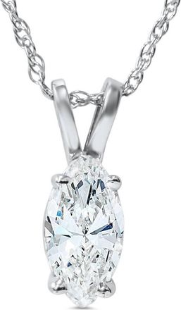 Pompeii3 1ct Fancy Marquise Diamond Solitaire Pendant 14k White Gold