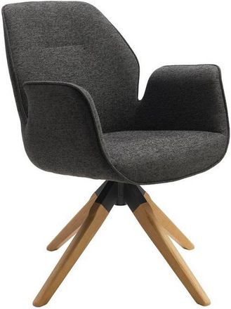 MID.YOU Mid.you Armlehnstuhl, Anthrazit, Naturfarben, Holz, Textil, Eiche, massiv, Drehkreuz, 61x84x62 cm, Sitzfläche 360° drehbar, Esszimmer