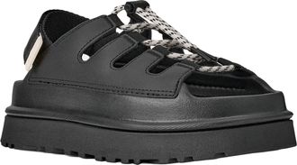 UGG Womens Sandal Goldenglow Toggle Black Upper: Leather Slippers Flat Shoes