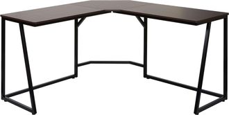 Hhg Hhg - Nunca Usado] Escritorio Esquinero 750, Mesa De Trabajo Para Ordenador, Certificado Mvg 76x140x140cm, Mdf Metal, Marr&oacute;n Oscuro
