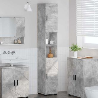 vidaXL Mobile da Bagno con porta Grigio cemento 30 x 35 x 192 cm vidaXL