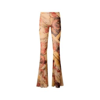Roberto Cavalli Bootcut Broek met Drakenprint - Dames - Wijde Broeken - Veelkleurig - M - Broeken