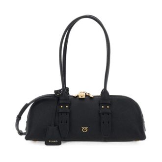 Pinko Horizontale Bowlingtas - Dames - Handtassen - Zwart - ONE Size - Leer - Tassen