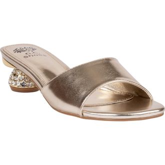 Good Choice Shoes Noho Crystal Embellished Heel Slide Sandal in Gold at Nordstrom Rack, Size 7.5