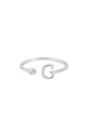 Adornia Cubic Zirconia Initial Adjustable Band Ring in Silver-G at Nordstrom Rack