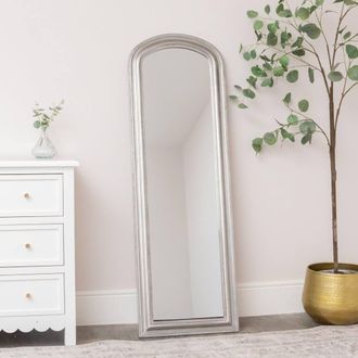Melody Maison Full Length Foiled Silver Leaner & Wall Mirror - 47cm X 142cm | Size: 47 cm X 142 cm