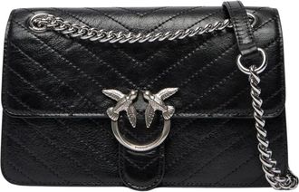 Pinko Love One Light Mini Vitello Wr - Dames - Schoudertassen - Zwart - ONE Size - Tassen