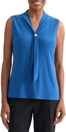 Kasper Tie Neck Sleeveless Top in Blue Night at Nordstrom, Size X-Large