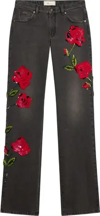 Blumarine Jeans con ricamo di rose e paillettes - - Jeans - Donna - Grigio - S