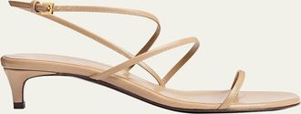 Khaite Strappy Leather Kitten-Heel Sandals
