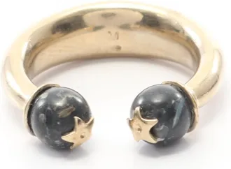 Dior Gold Black Gold Plating Band Ring (Pre-Owned)