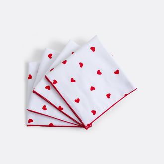 La Redoute Interieurs Set van 4 katoenen servetten, hartenprint, SCACCO