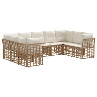 vidaXL Conjunto De Sof&aacute;s De Exterior Natural Y Crema Poli&eacute;ster Vidaxl