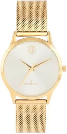 Peugeot Minimalist Wafer Slim Round Watch- 40MM in Mesh Champagne at Nordstrom