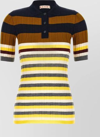 Marni ribbed texture wool polo shirt
